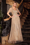 Formal Dresses Long Beaded A Line Formal Dress Gold