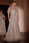Formal Dresses Long Beaded A Line Formal Dress Silver