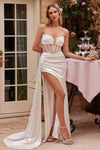 Wedding Dresses Simple Fitted Corset Long Wedding Dress Off White