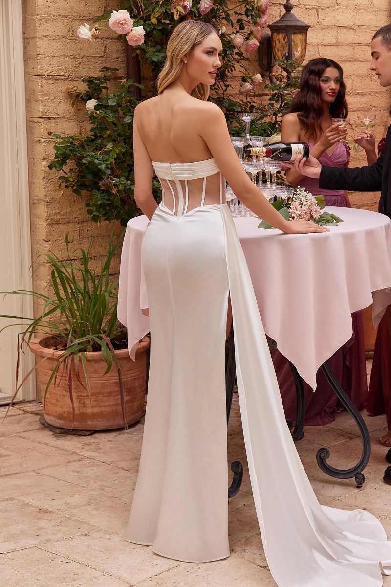 Wedding Dresses Simple Fitted Corset Long Wedding Dress Off White