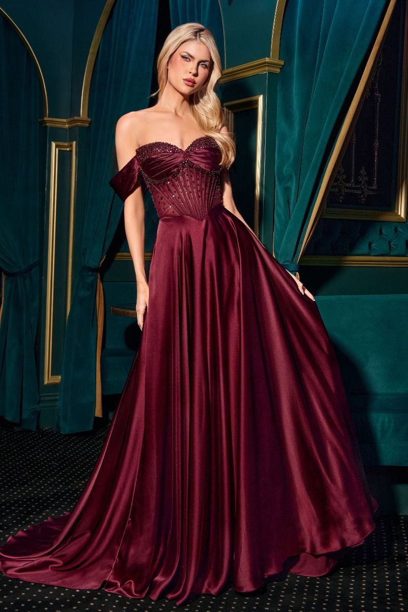 Prom Dresses Prom Long Corset Beaded A Line Formal Gown Burgundy