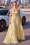 Prom Dresses Prom Long Corset Beaded A Line Formal Gown Light Yellow