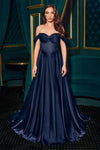 Prom Dresses Prom Long Corset Beaded A Line Formal Gown Navy