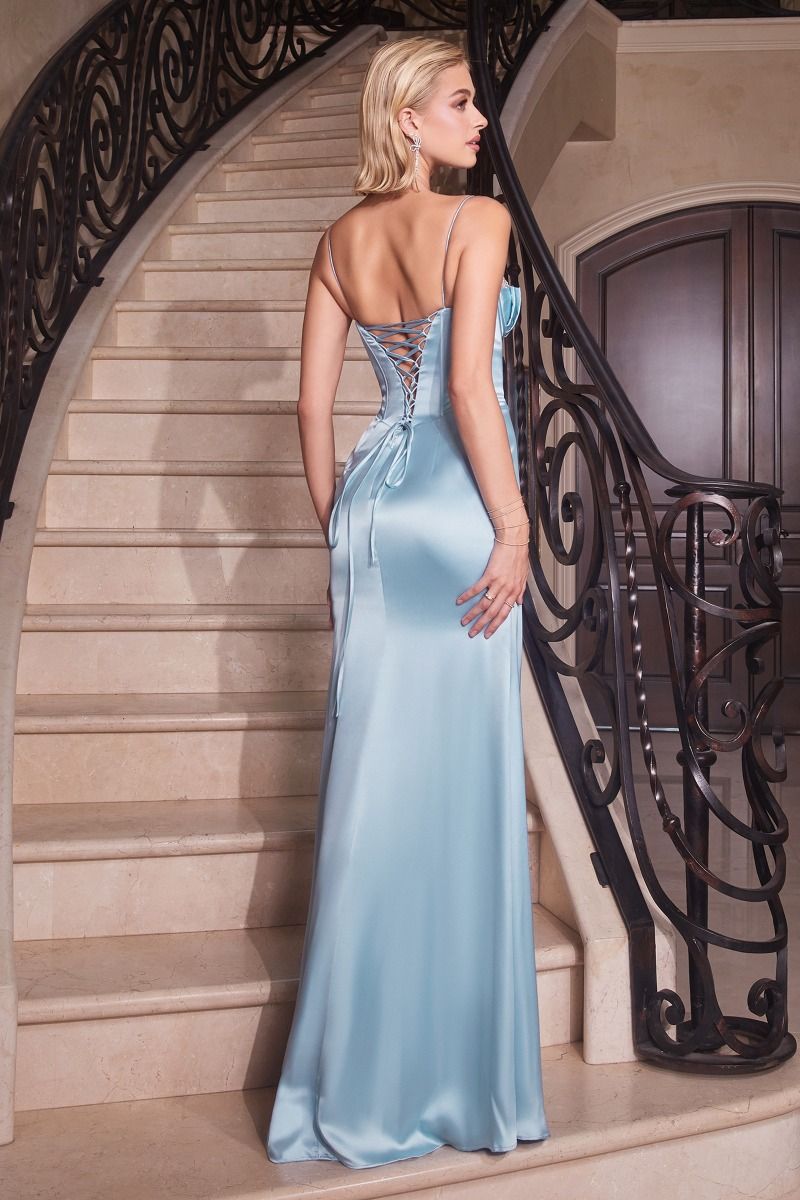 Prom Dresses Prom Formal Long Fitted Slit Dress Lt Blue