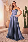 Prom Dresses Formal A Line Prom Long Dress Smoky Blue