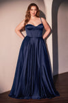 Plus Size Dresses Long Plus Size Formal Corset Dress Navy