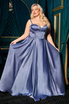 Plus Size Dresses Long Plus Size Formal Corset Dress Smoky Blue