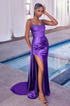 Prom Dresses Long Slit Pleated Formal Beaded Prom Dress Nova Purple