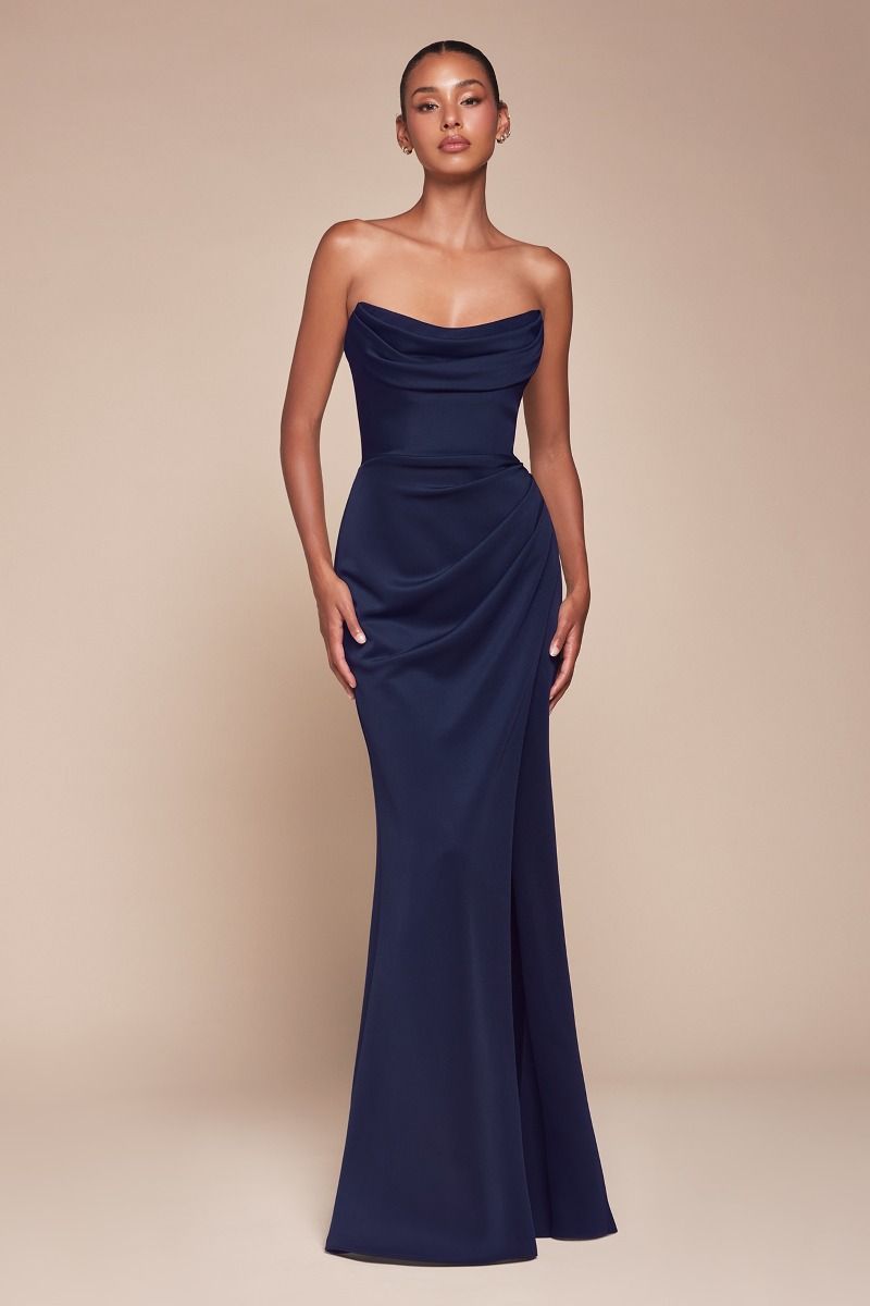 Formal Dresses Prom Formal Long Fitted Dress Navy