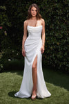 Wedding Dresses Fitted Long Slit Wedding Dress Off White