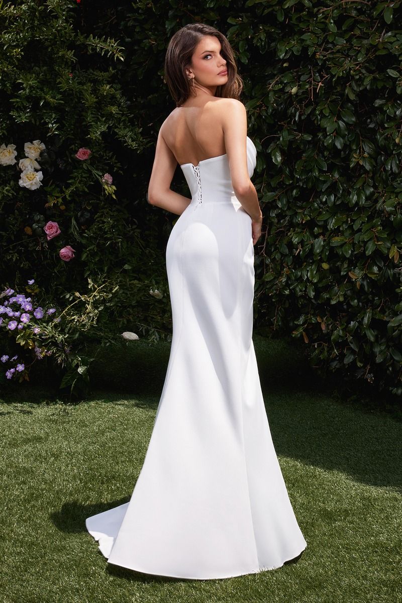 Wedding Dresses Fitted Long Slit Wedding Dress Off White