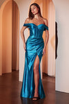 Prom Dresses Long Fitted Slit Formal Evening Prom Dress Peacock