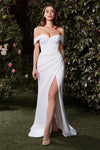 Wedding Dresses Simple Slit Long Corset Wedding Dress Off White