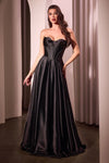 Prom Dresses Long Formal A Line Corset Prom Gown Black