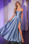 Prom Dresses Long Formal A Line Corset Prom Gown Dusty Blue