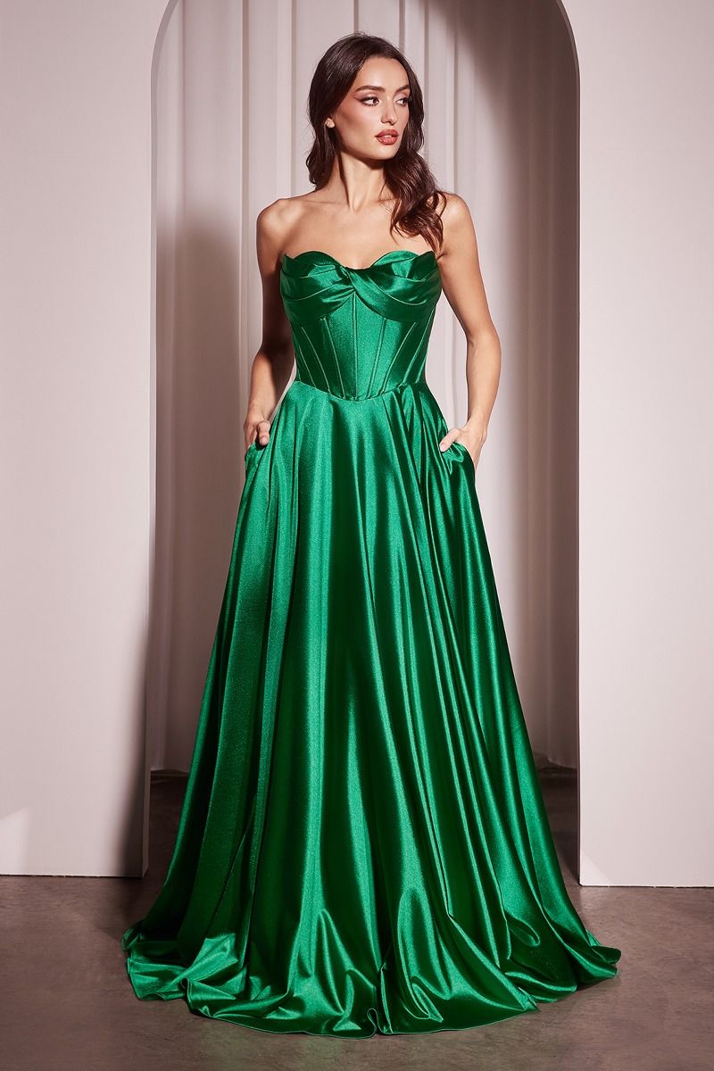 Prom Dresses Long Formal A Line Corset Prom Gown Emerald
