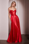 Prom Dresses Long Formal A Line Corset Prom Gown Red