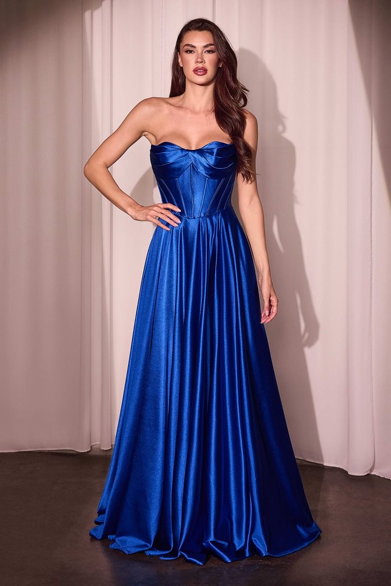 Prom Dresses Long Formal A Line Corset Prom Gown Royal