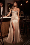 Prom Dresses Beaded Long Formal Fitted Prom Dress Champagne