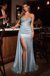 Prom Dresses Beaded Long Formal Fitted Prom Dress Lt Blue