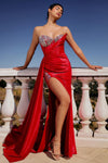 Prom Dresses Beaded Long Formal Fitted Prom Dress Red