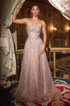 Prom Dresses Beaded Applique Long Formal Prom A Line Dress Mauve