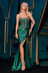 Prom Dresses CD725 Long Pleated Formal Prom Pleated Dress Emerald