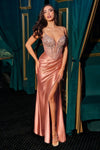 Prom Dresses Beaded Long Formal Prom Dress Rose Gold