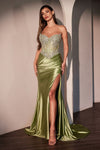 Prom Dresses Beaded Long Corset Formal Fitted Prom Gown Greenery