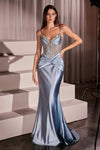 Prom Dresses Fitted Formal Long Beaded Prom Dress Dusty Blue