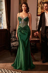 Prom Dresses Fitted Formal Long Beaded Prom Dress Emerald