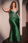 Plus Size Dresses Beaded Long Formal Prom Plus Size Dress Emerald