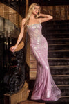 Prom Dresses Prom Long Beaded Metallic Formal Dress Pink