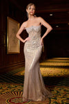 Prom Dresses Prom Long Beaded Metallic Formal Dress Champagne Gold