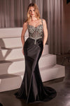 Prom Dresses Beaded Long Formal Fitted Corset Prom Dress Black