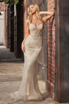 Prom Dresses Prom Long Corset Beaded Formal Gown Champagne
