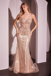 Prom Dresses Fitted Long Formal Metallic Prom Dress Rose Gold