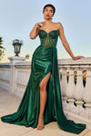 Prom Dresses Long Slit Beaded Prom Formal Dress Emerald