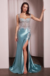 Prom Dresses Fitted Lace Applique Formal Corset Prom Dress Robin Blue