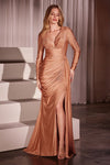 Formal Dresses Long Sleeve Formal Beaded Evening Gown Rose Gold