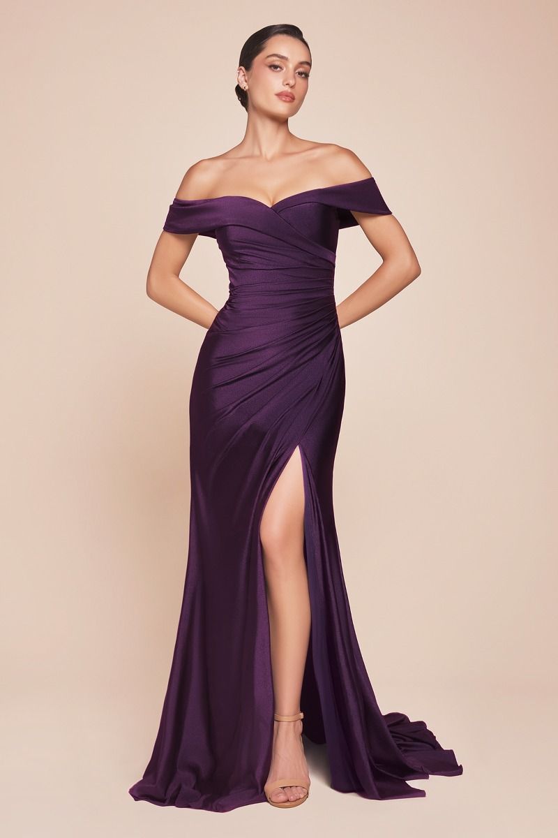 Prom Dresses Long Formal Prom Pleated Dress Eggplant