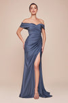 Prom Dresses Long Formal Prom Pleated Dress Smoky Blue