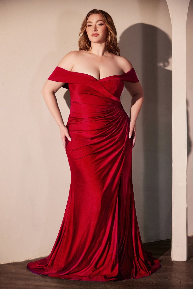 Plus Size Dresses Plus Size Formal Long Fitted Prom Dress Red
