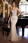 Prom Dresses Prom Long Beaded Mermaid Formal Dress Platinum