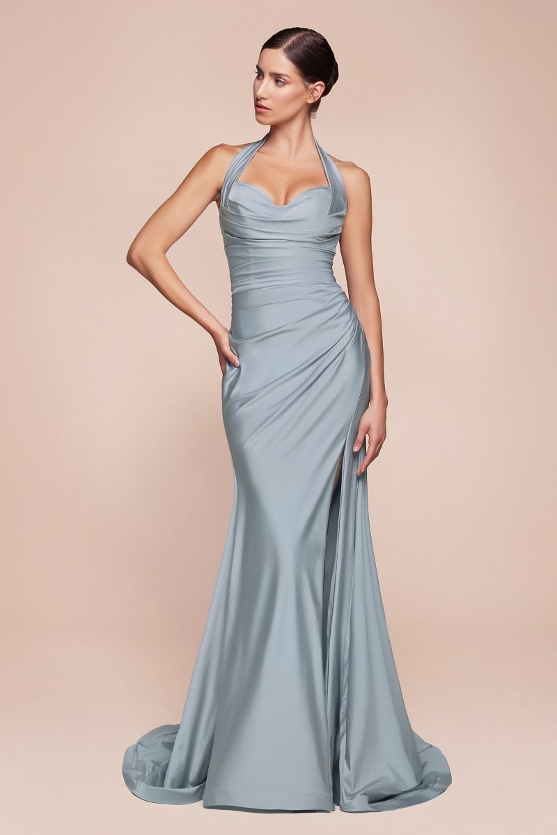 Prom Dresses Fitted Long Formal Prom Dress Dusty Blue