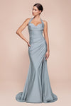 Plus Size Dresses Plus Size Long Formal Fitted Prom Dress Dusty Blue