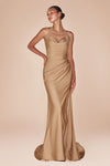 Prom Dresses Fitted Long Formal Prom Dress Nude Gold