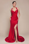 Prom Dresses Long Fitted Formal Slit Prom Dress Red