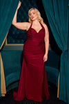Plus Size Dresses Plus Size Long Formal Fitted Prom Dress Burgundy