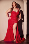 Plus Size Dresses Plus Size Long Formal Fitted Prom Dress Red